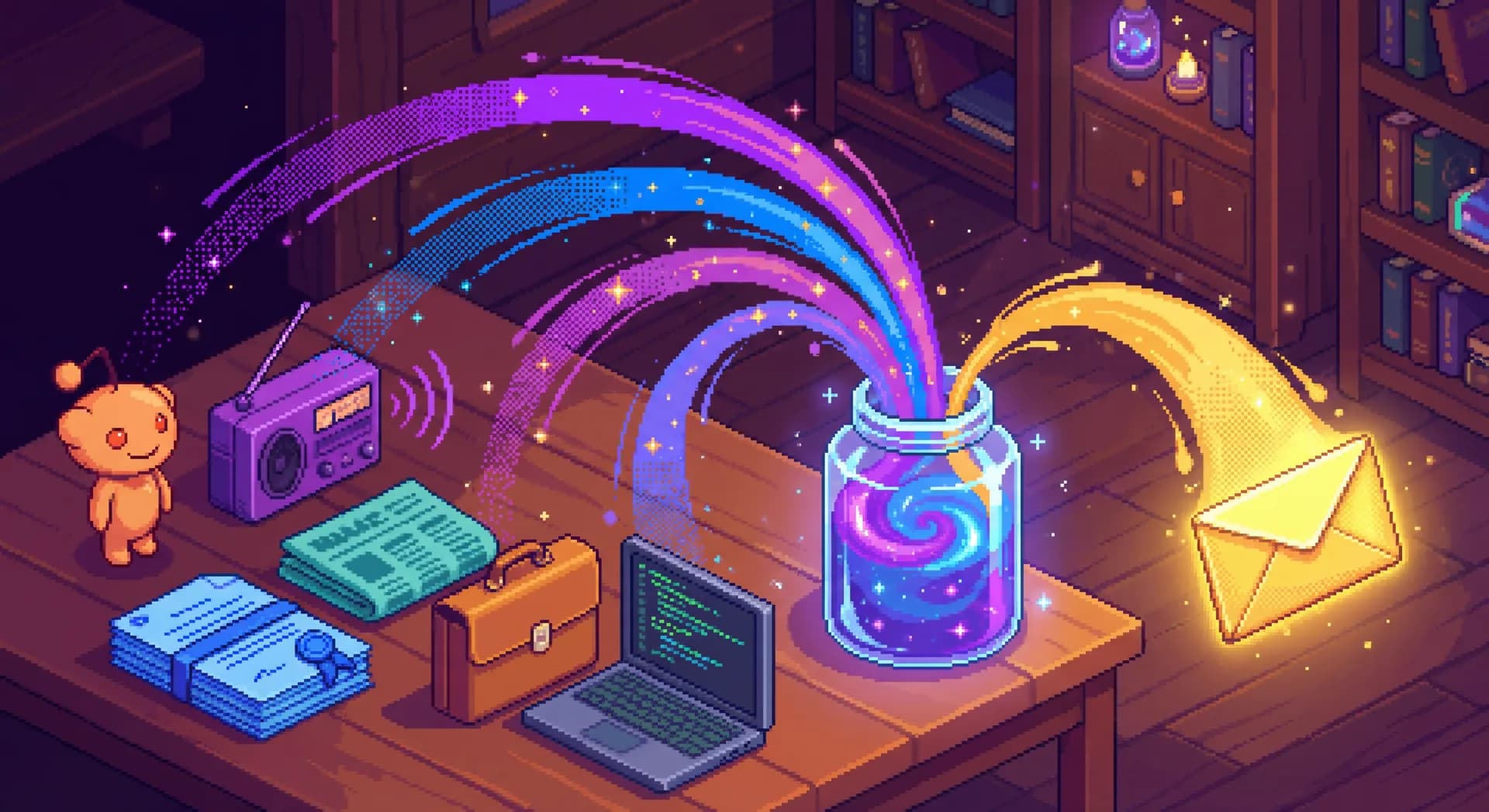 Signal flow from sources to personalized email